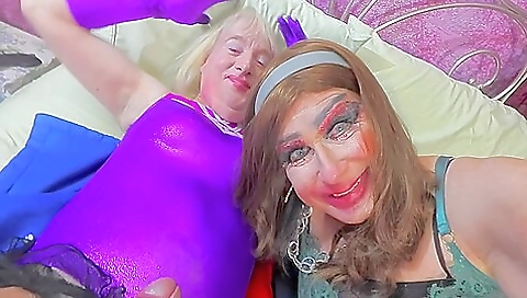 Blonde brunette with natural tits is fucked in the bedroom