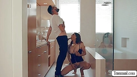 Big-titted teen fucker deep throats and gets her ass fucked