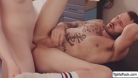 Skinny blonde in the kitchen gets her asshole railed