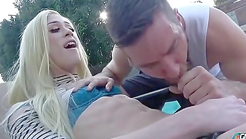 Hot milf creampie with a guy and a big cock in the pool